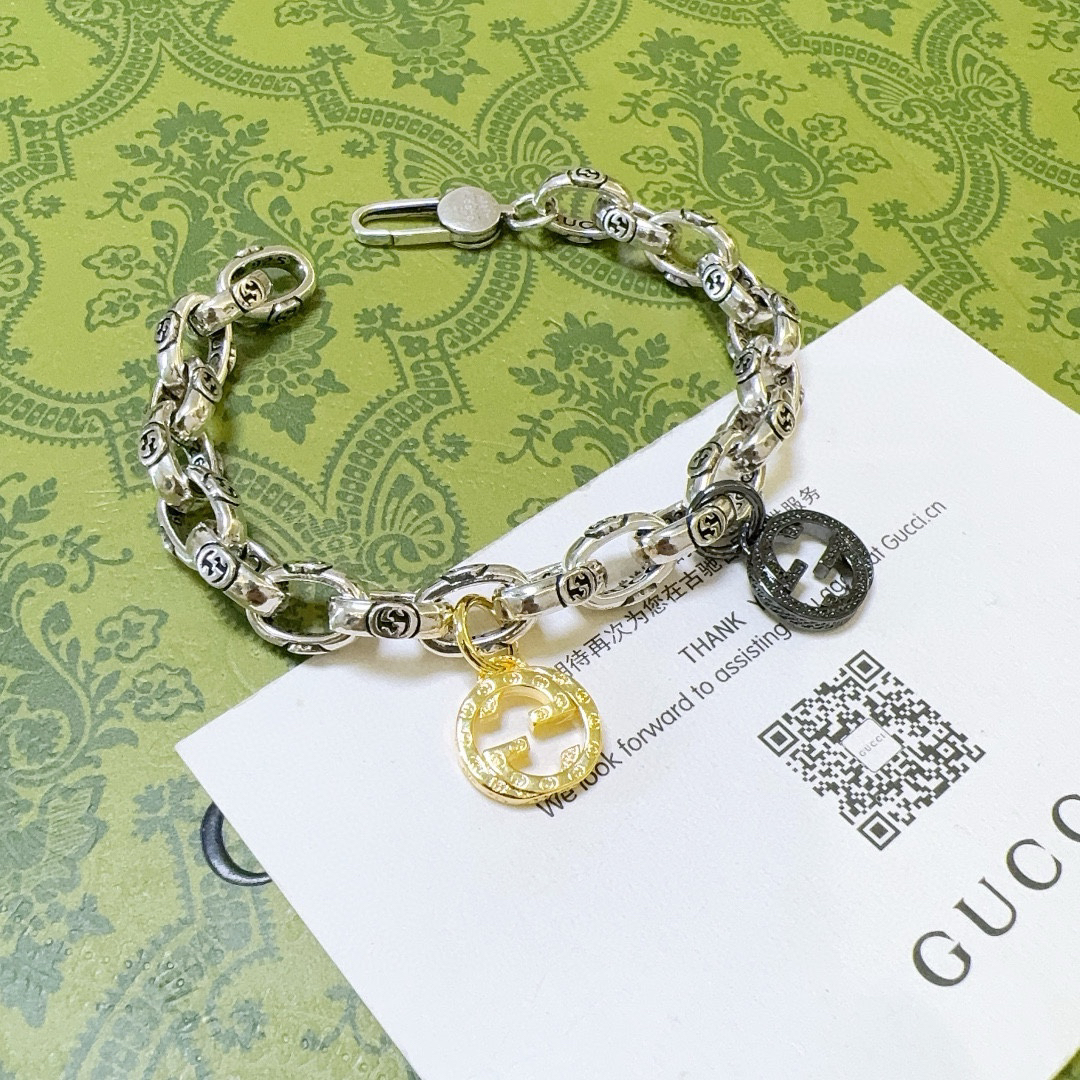 Gucci Two Tone GG Chain Bracelet