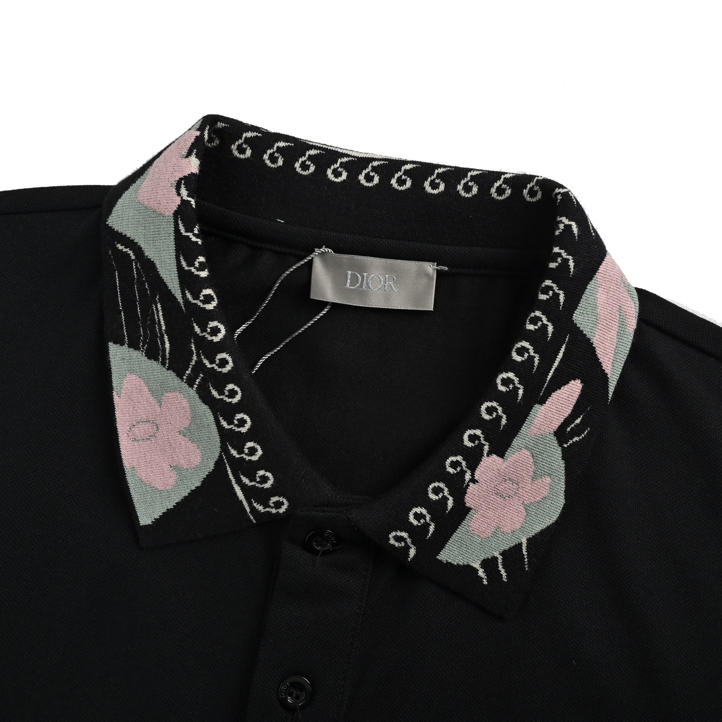 Dior floral collar jacquard Polo short sleeve