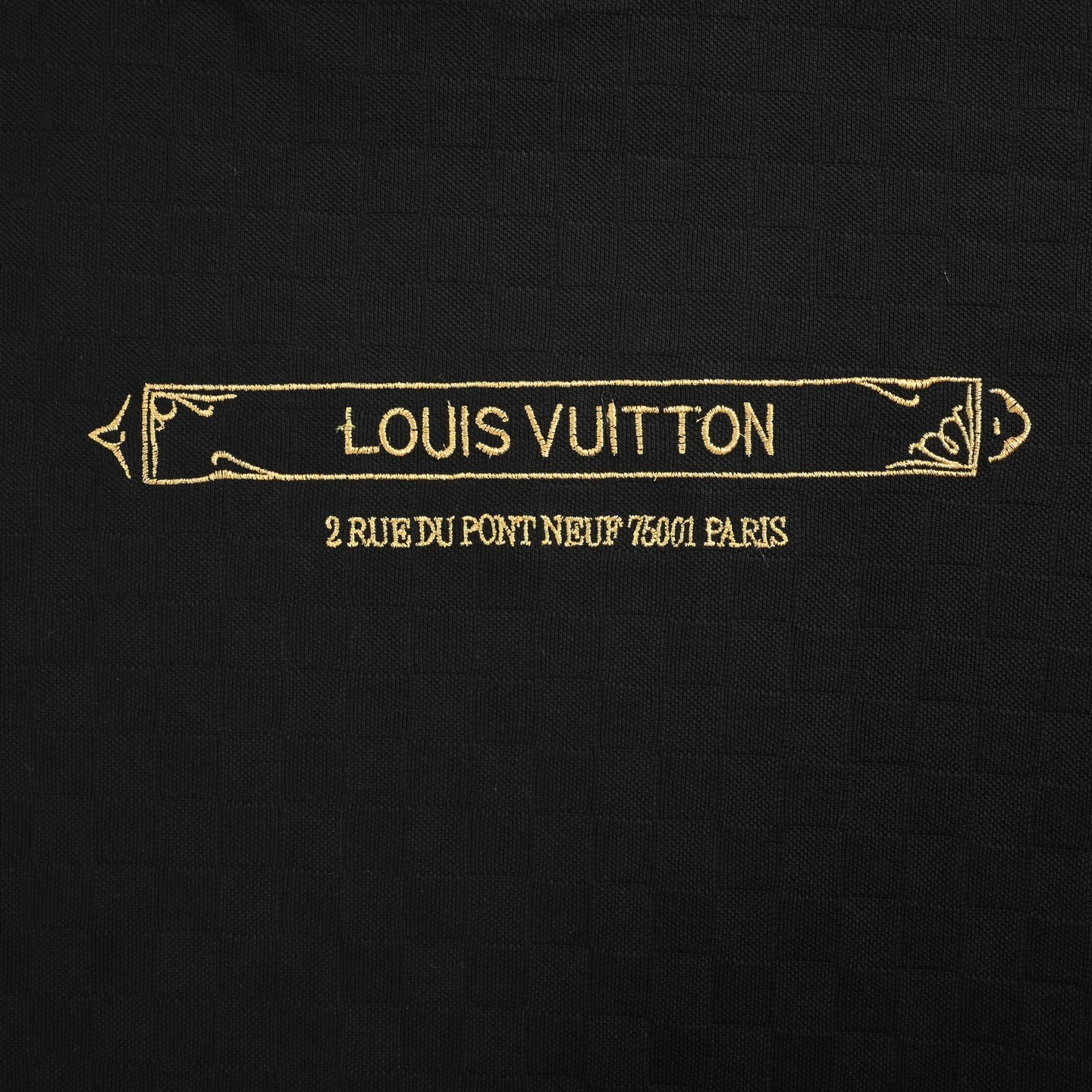 Louis Vuitton 25ss gold frame embroidered pique checkered short sleeves