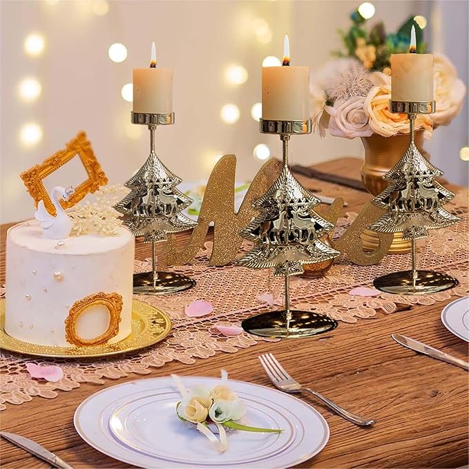 🌲🕯️2024 Vintage Metal Christmas Candle Holder