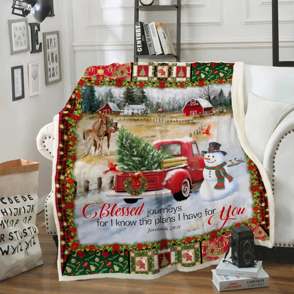 Red Truck Christmas. Blessed Journeys Sofa Throw Blanket
