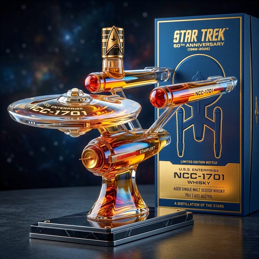 Star Trek 60th Anniversary Enterprise NCC-1701 Whisky Bottle