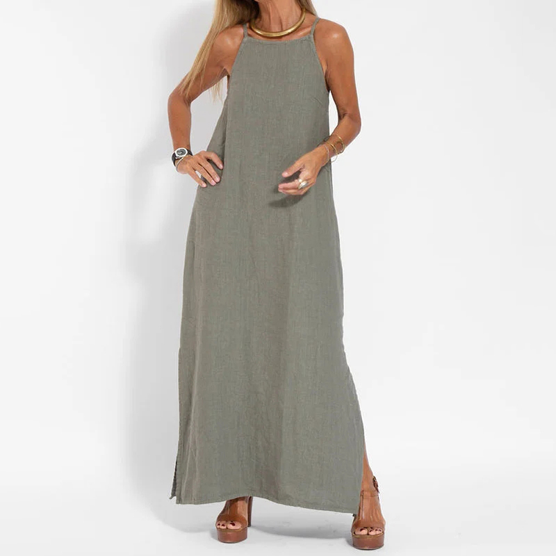 Retro Split Strap Comfy Maxi Dress