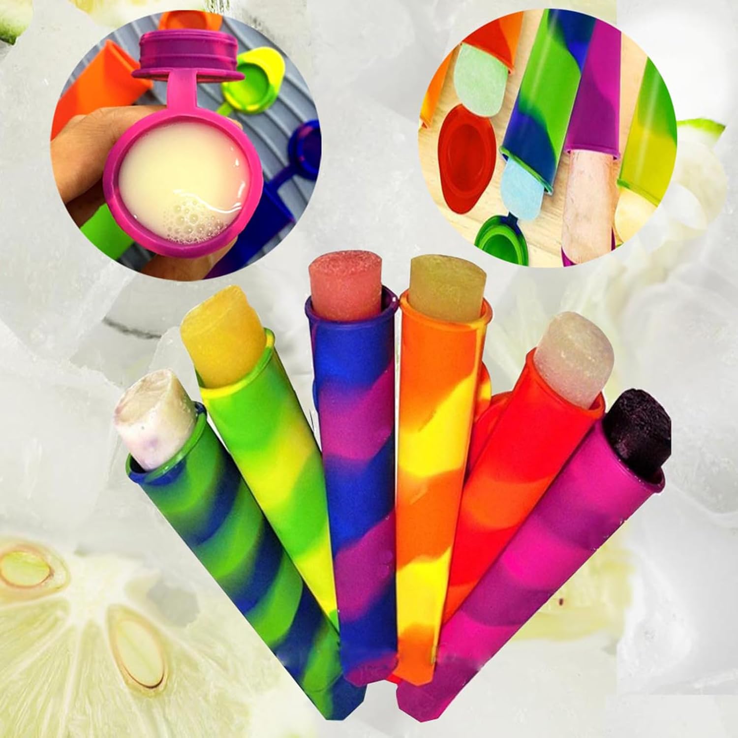 🔥On Sale🔥Food Grade Silicone Ice Popsicle Molds With Lids 6 Pack