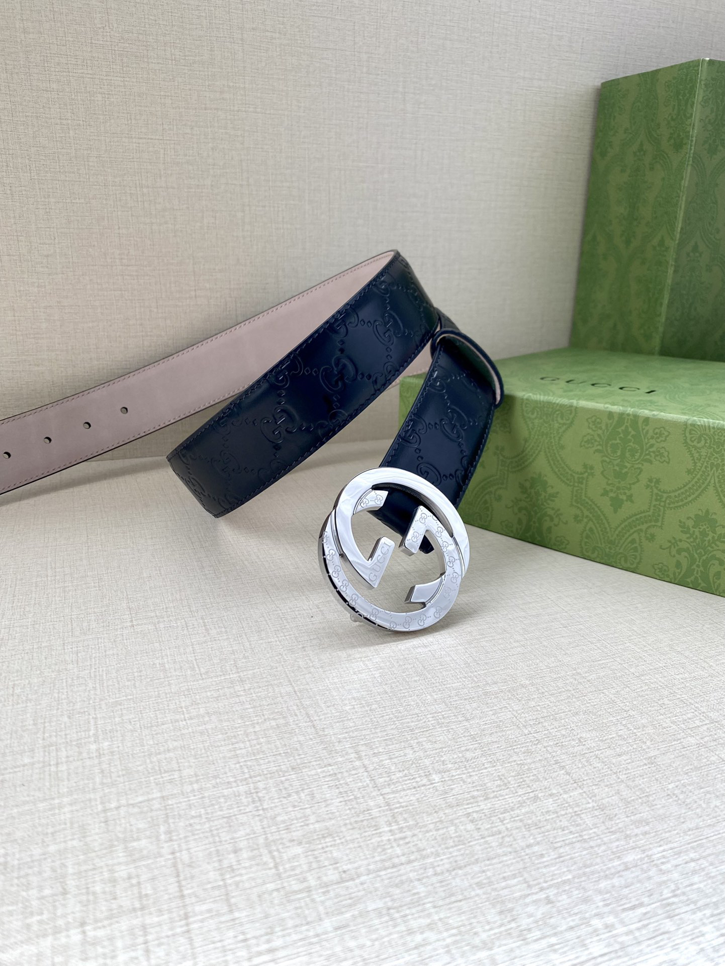 Gucci Interlocking Double G Double-sided Leather Belt 4.0CM Width