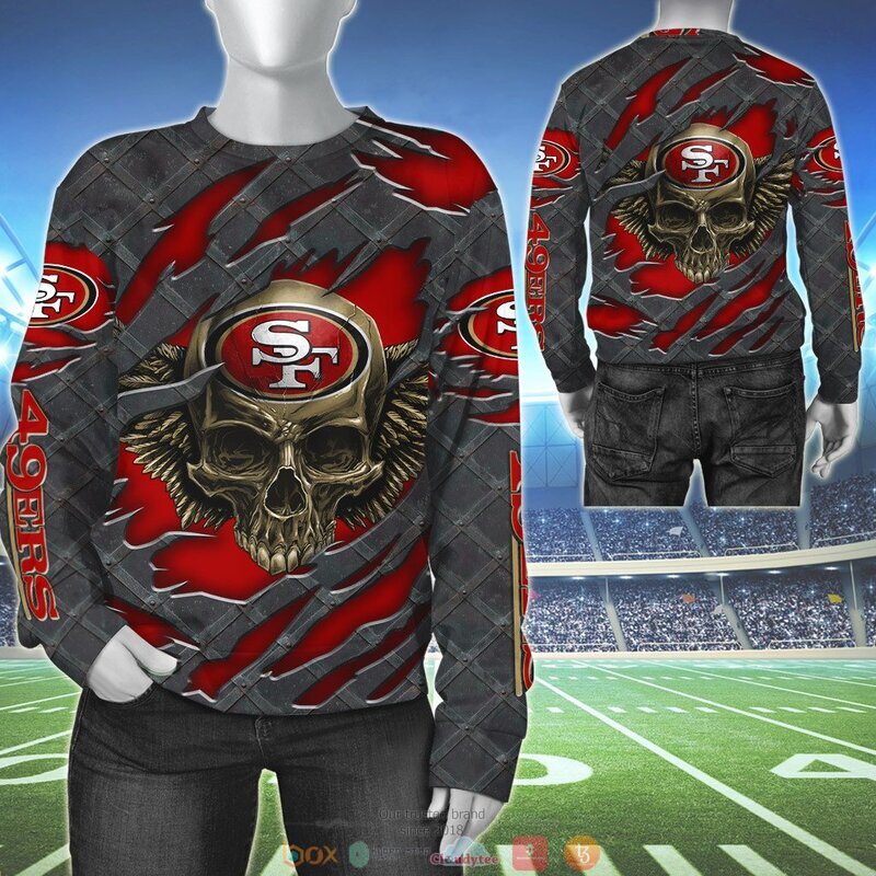 SAN FRANCISCO 49ERS WINGS SKULL 3D HOODIE