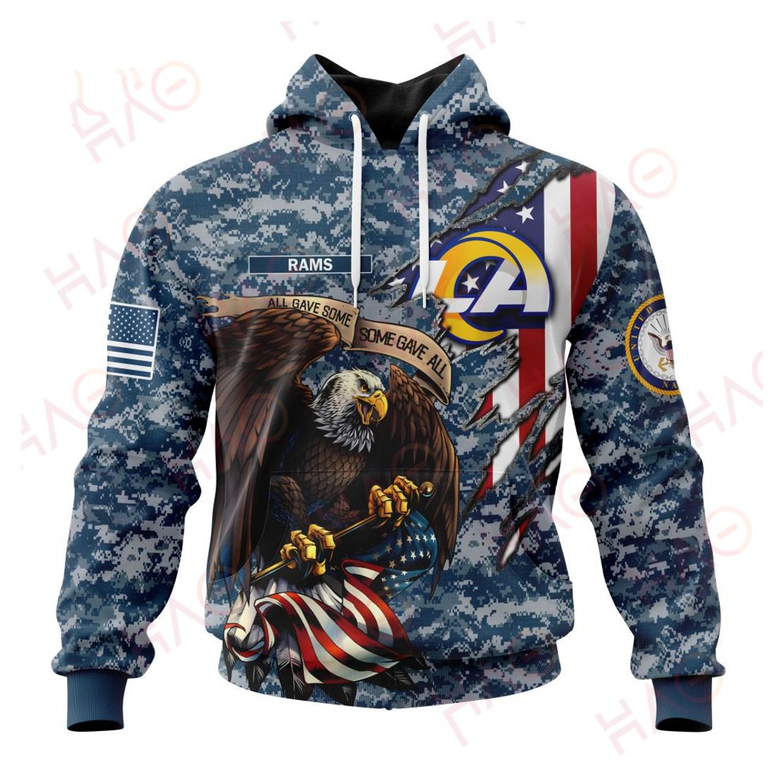 LOS ANGELES RAMS 3D HOODIE US NAVY VETERANS