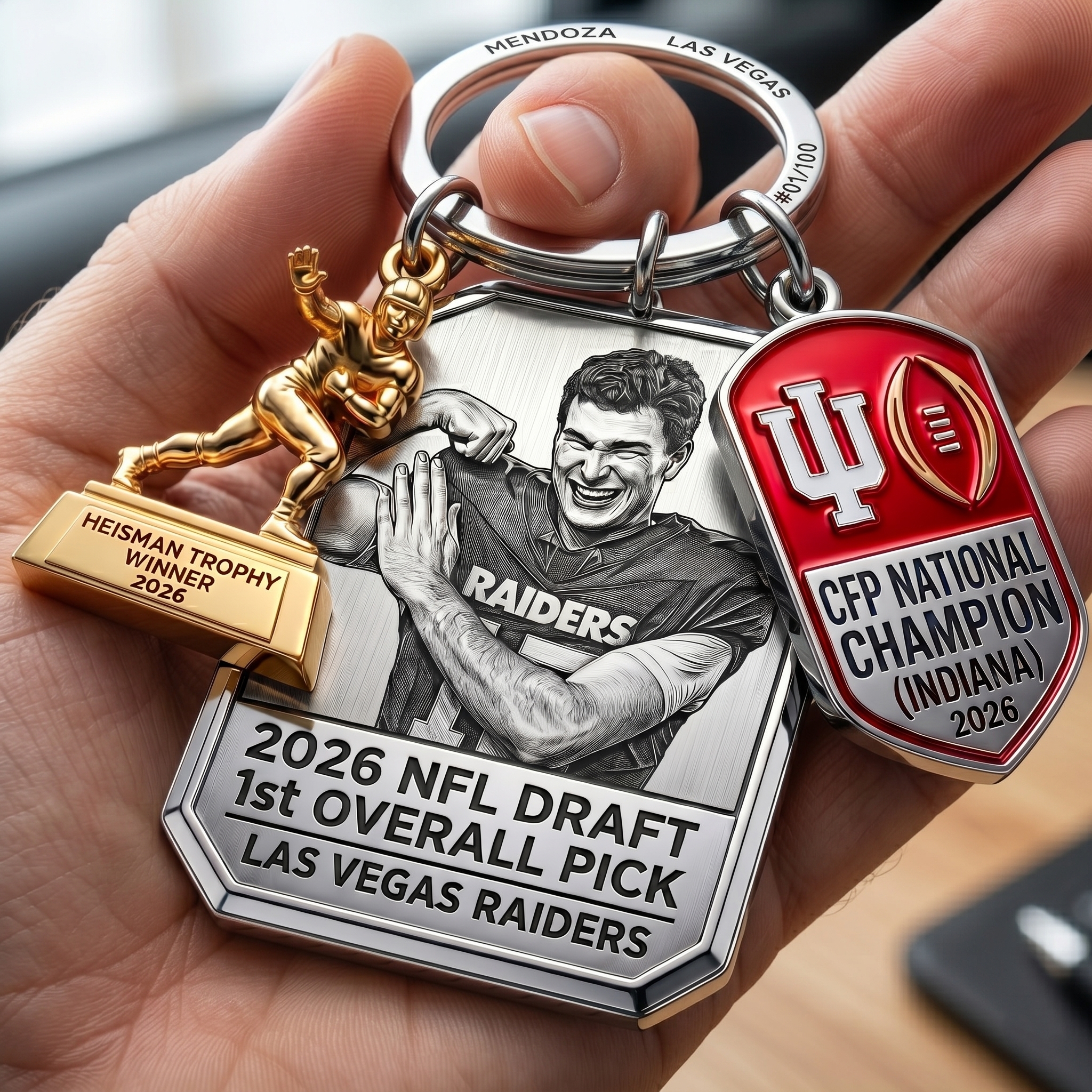 Fernando Mendoza – 2026 NFL Draft 1st Overall Pick Collector Keychain
