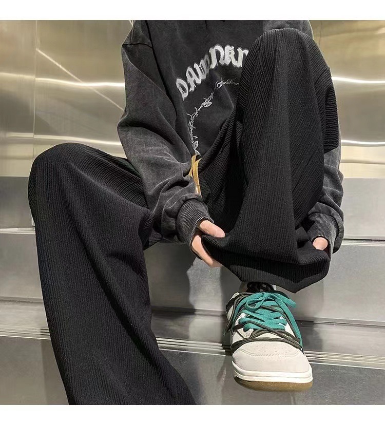Loose-fitting ice silk pants Vertical sense large size Wide legs straight barrel