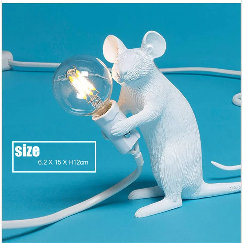 Table Lamp Set Mouse Shape Resin Creative Desk Light Bedside Lamp Light Bedside Gift Decoration LED Bedroom,Study Room Home Room Decor