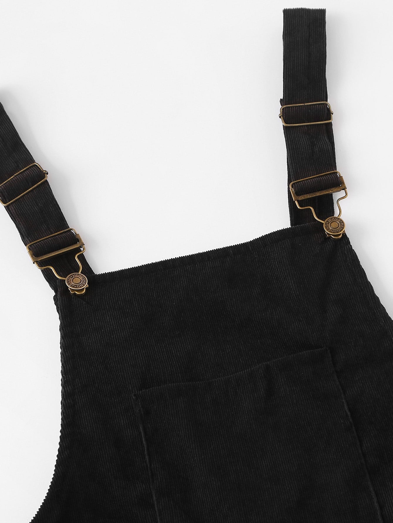 Pocket Front Solid Pinafore Dress