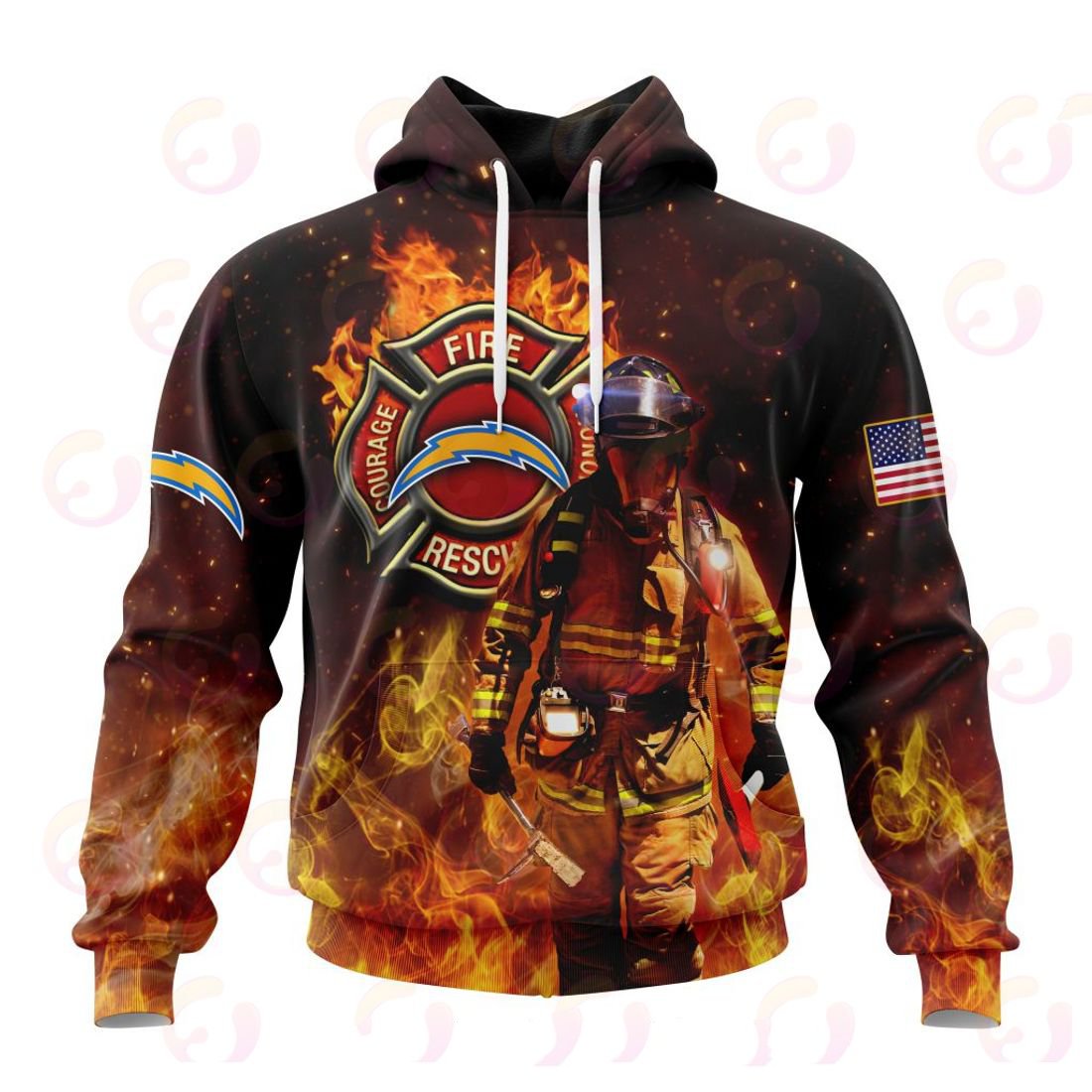 LOS ANGELES CHARGERS HONOR FIREFIGHTERS – FIRST RESPONDERS 3D HOODIE