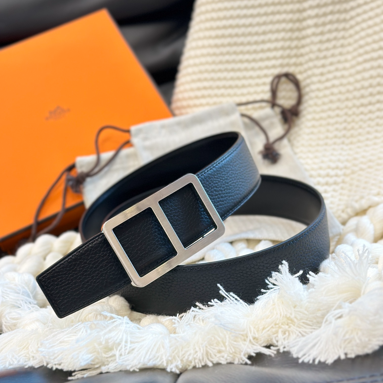 Hermès Men's Double-Faced Cowhide Belt