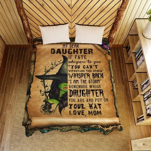 Mom To Daughter, Witch Girl Quilt Blanket