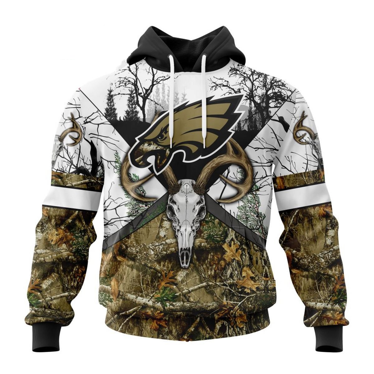 PHILADELPHIA EAGLES DEER SKULL AND FOREST 3D HOODIE