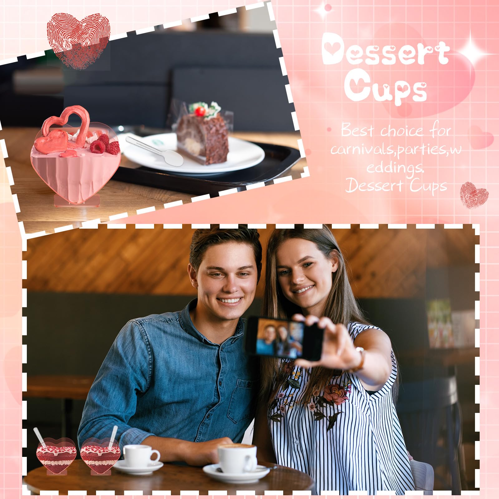 💖 Valentine's Day Sale 49% OFF 💖 Heart Shaped Dessert Cups With Spoons (2.7 oz - 20 Set)