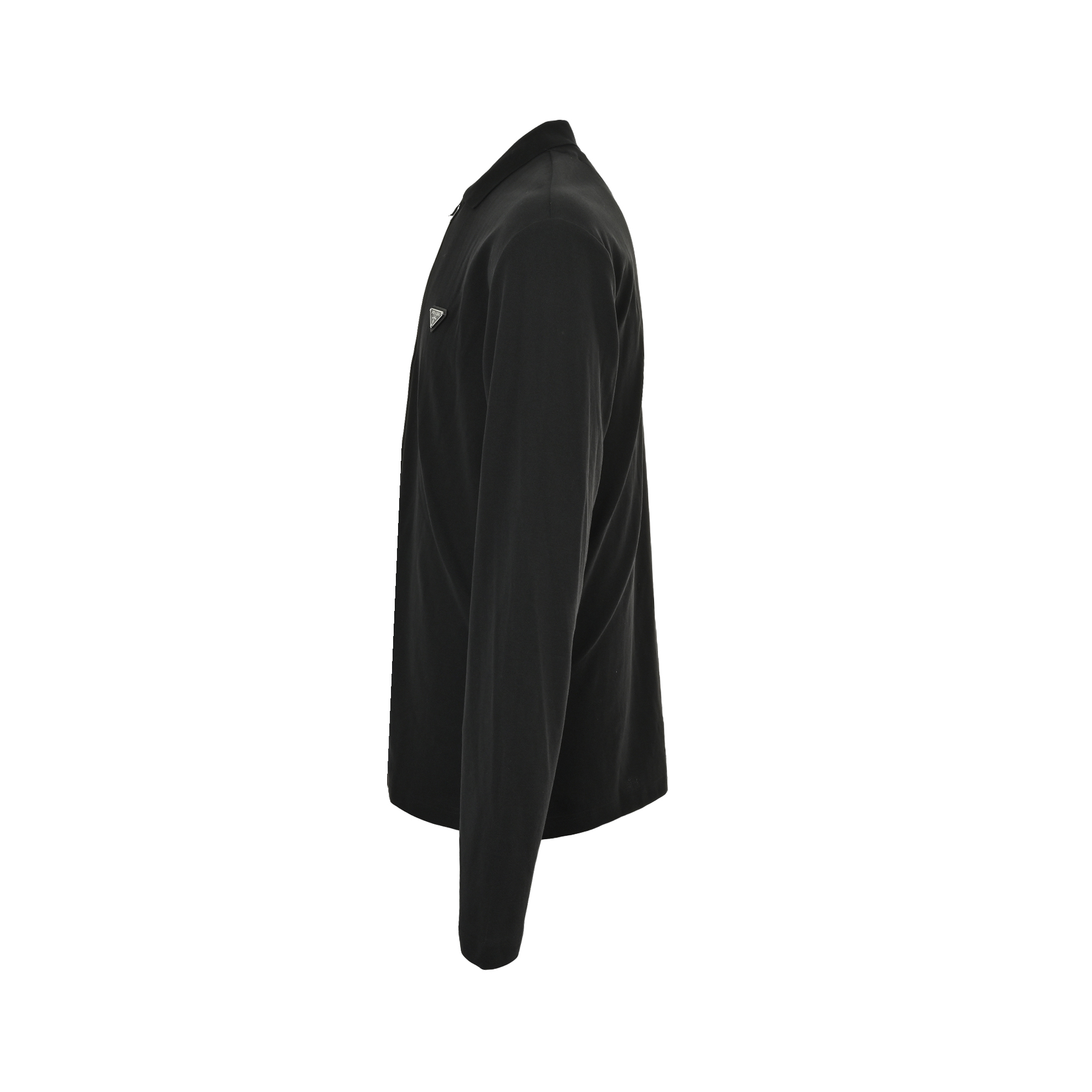 Prada 25ss triangle logo half-zip long-sleeved T-shirt