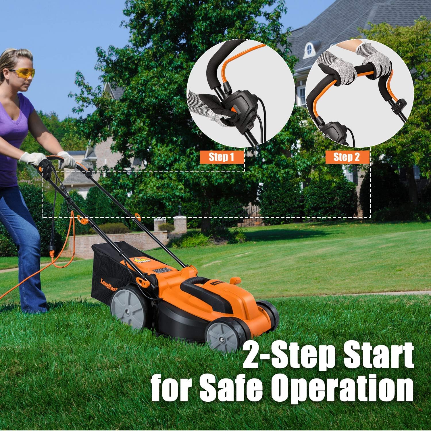 LawnMaster Electric Lawn Mower 16-Inch 12AMP