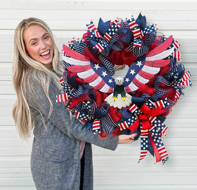 🔥[SAVE 50% OFF]--45CM/18 Inch Handmade American Patriotic Eagle Wreath---BUY 2 FREE SHIPPING