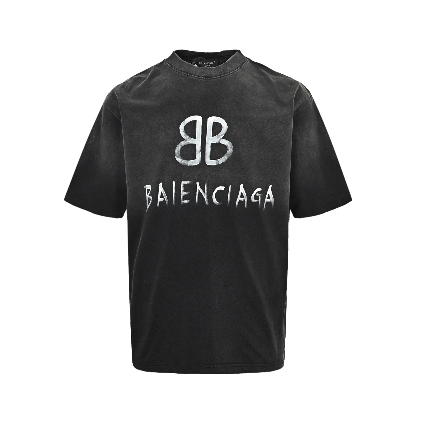 Balenciaga Washed Script Printed Short Sleeves