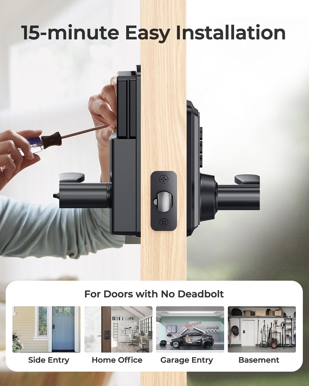 Keyless Entry Door Lock, Keypad Door Lock with Handle, Electronic Lever Door Lock with Code, Auto Lock, Passage Mode, Easy Installation, Matte Black - Apestellar