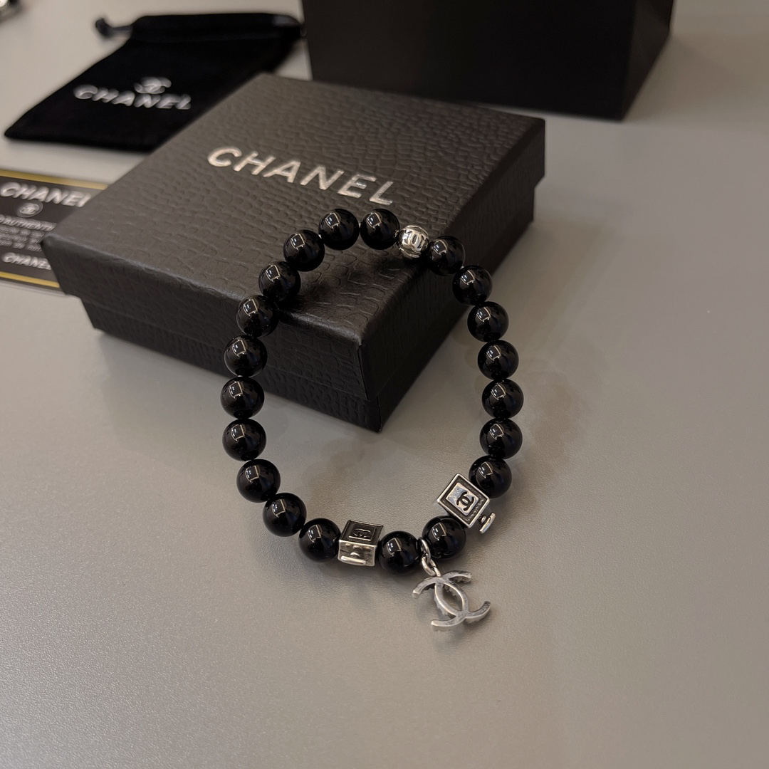 Chanel obsidian distressed bracelet