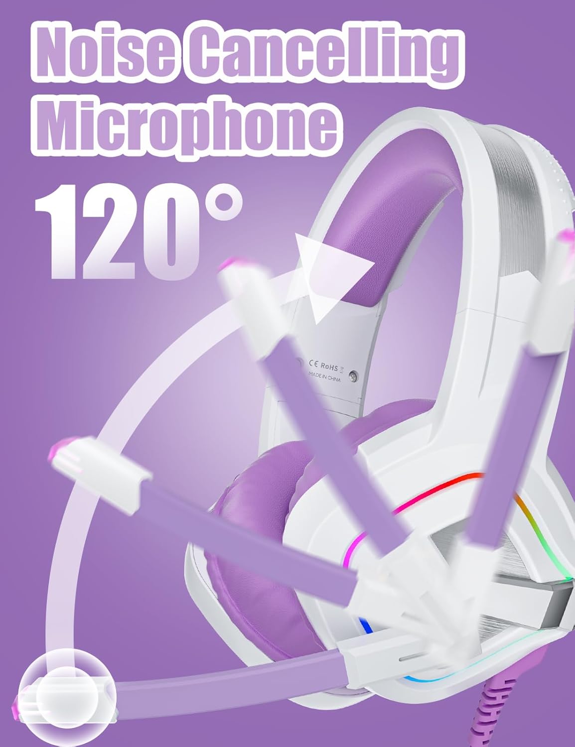 ZIUMIER Z66 Gaming Headset, Wired, Over-Ear, Noise Cancelling Mic, RGB Light, Stereo Surround Sound, Compatible with PS4, PS5, Xbox One, Laptop (Green)