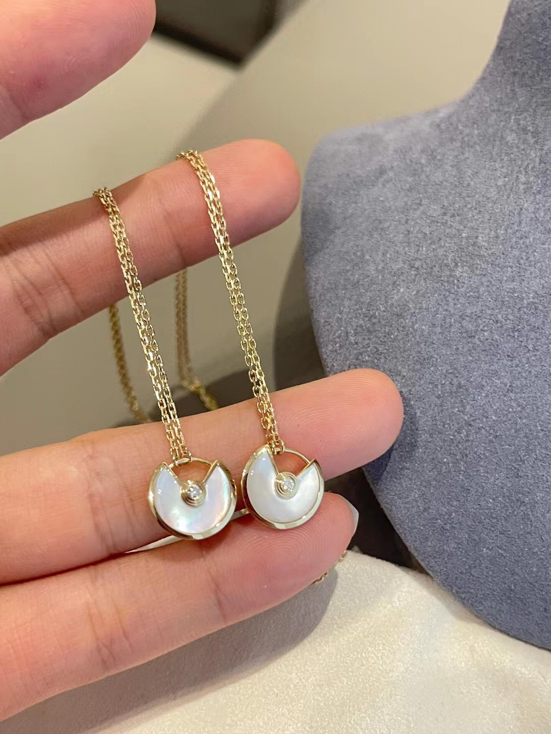 Cartier Small White Shell Amulet Necklace