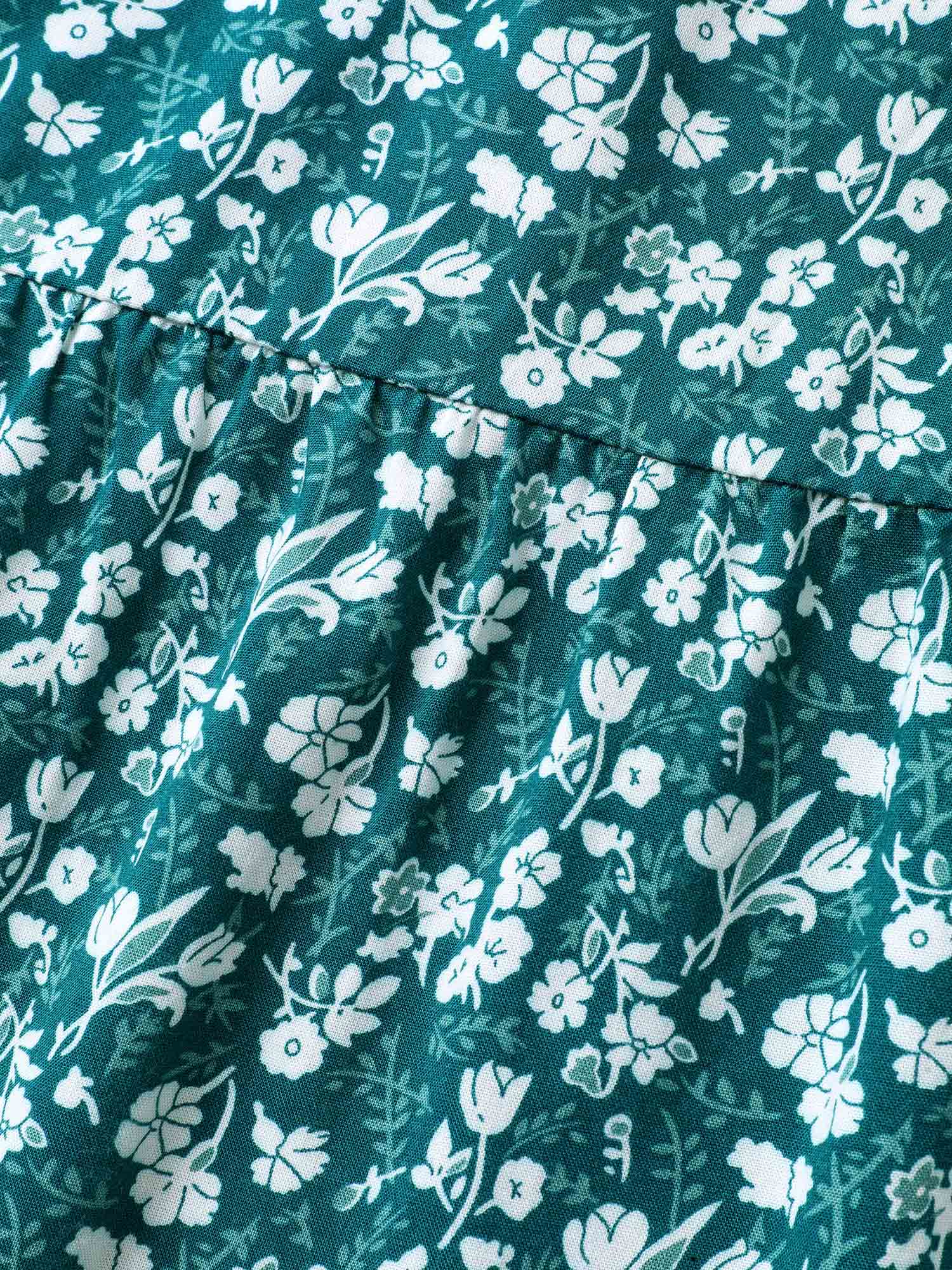 Rayon Ditsy Floral Print Pockets Midi Dress