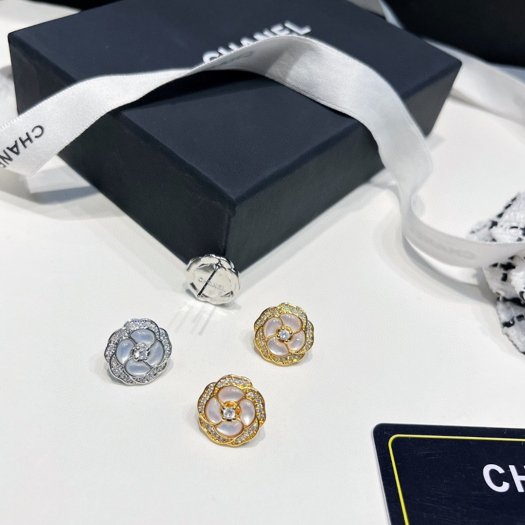 Chanel Water Mother of Water Camellia Diamond Earrings
