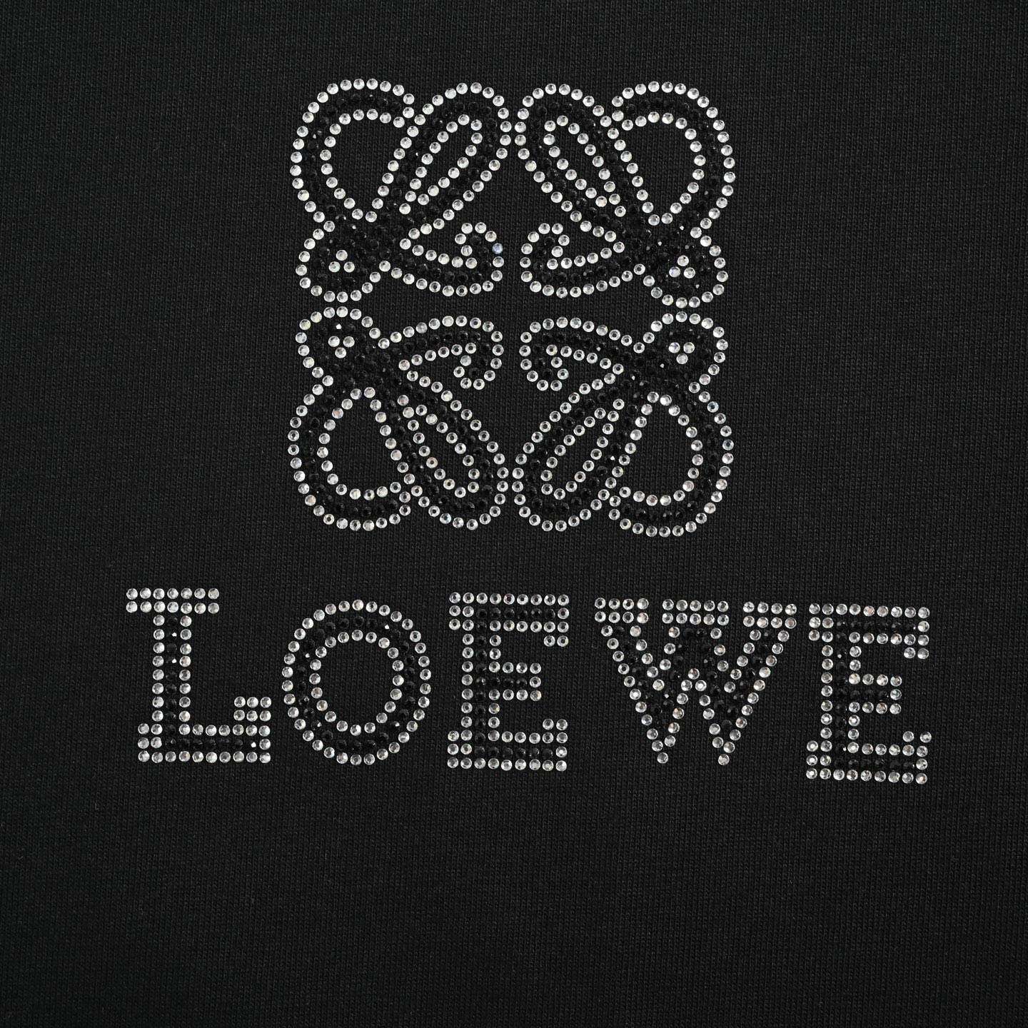 Loewe 25ss rhinestone four-leaf clover short sleeve