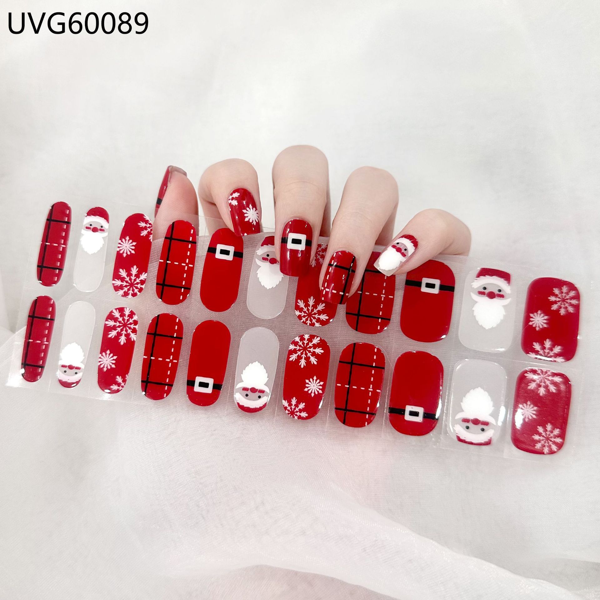 Semi Cured Gel Nail Strips, 22 pcs Nail Wraps, Glaze Gel Nail Stickers