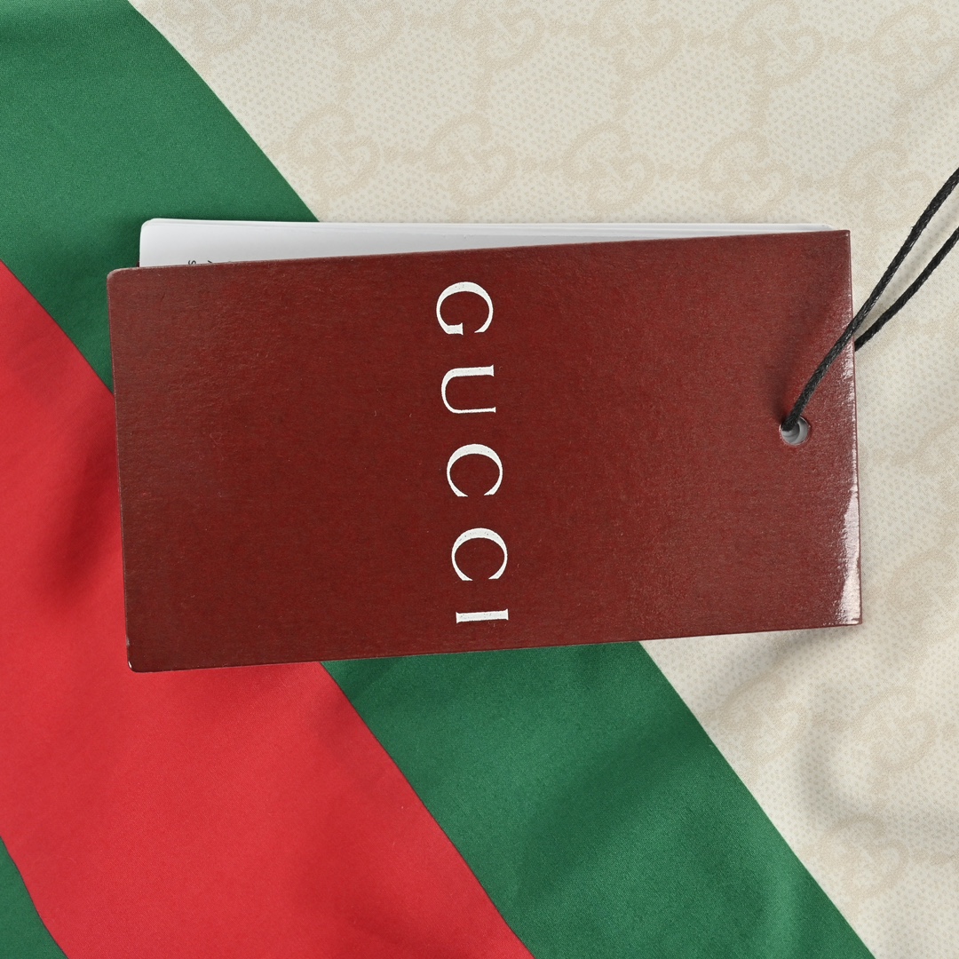 Gucci 24ss full print jacquard 1921 red and green striped short-sleeved shirt