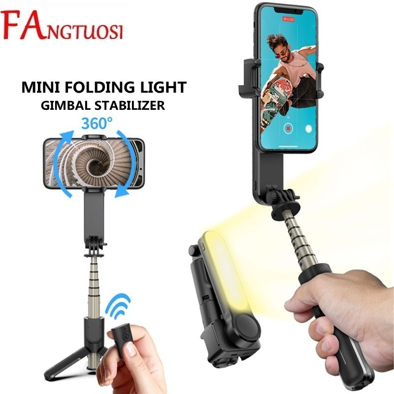AAA-Wireless Bluetooth Handheld Gimbal Stabilizer Mobile Phone Selfie Stick tripod with fill light shutter for IOS Android