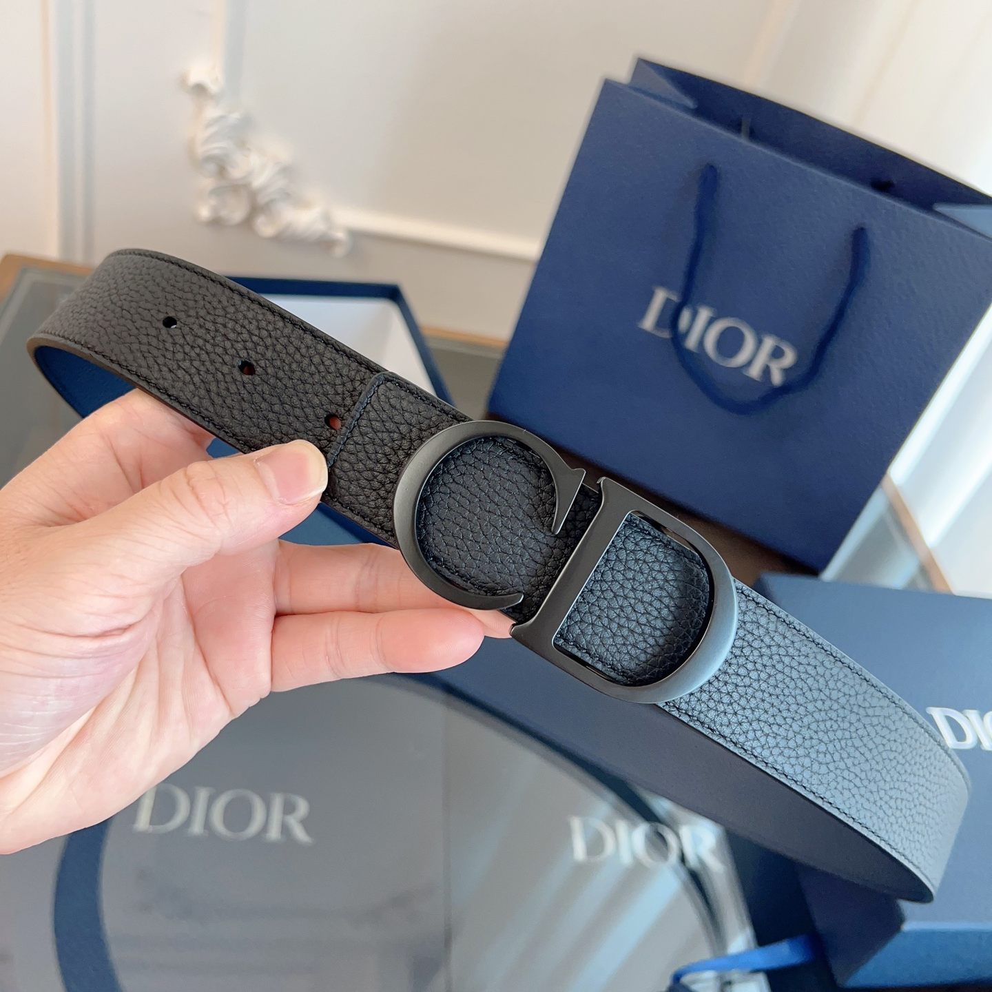 Dior double-sided leather belt 3.5CM wide