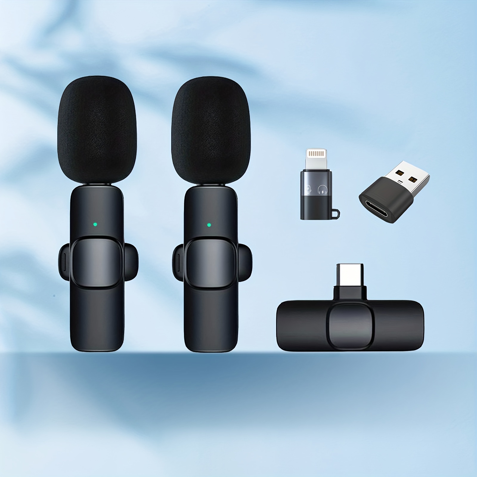 2-in-1 & 1-in-1 Professional Wireless Lavalier Microphone Plug & Play For Iphone Ipad Android USB-C Phone Laptop For USB PC Audio Video Recording Microphone For  Interviews / Vlog Live Podcast / Suitable For Holiday Gifts For Men/women/friends