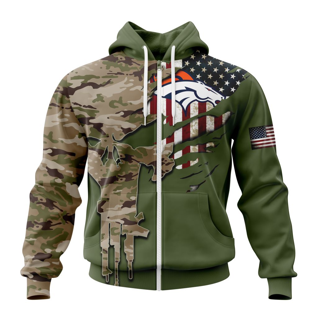 DENVER BRONCOS 3D HOODIE VETERANS DAY