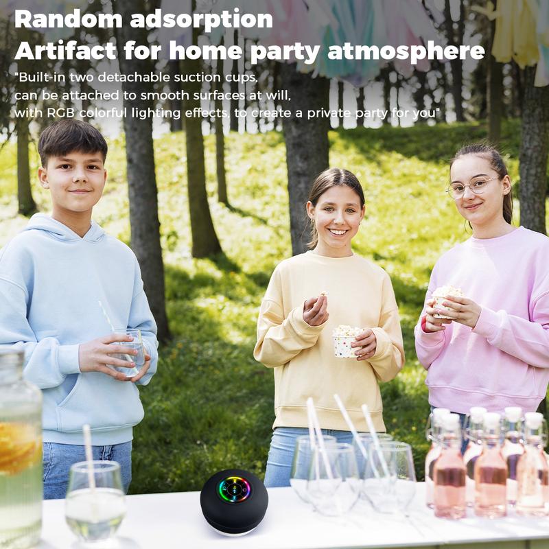 🔥Super Sale - 49% OFF🔥Waterproof Bluetooth Speaker with Suction Cup & LED Lights