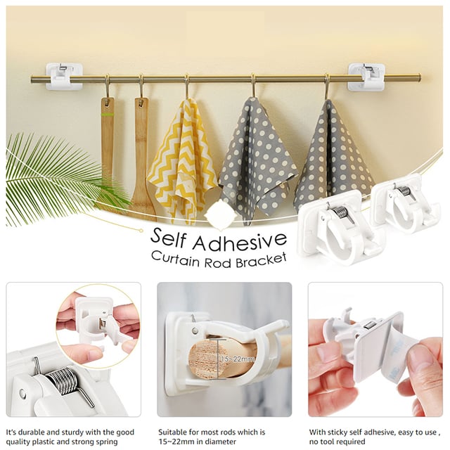 (🔥Hot Sale - 49% OFF)Nail-free Adjustable Rod Bracket Holders(Set of 2)