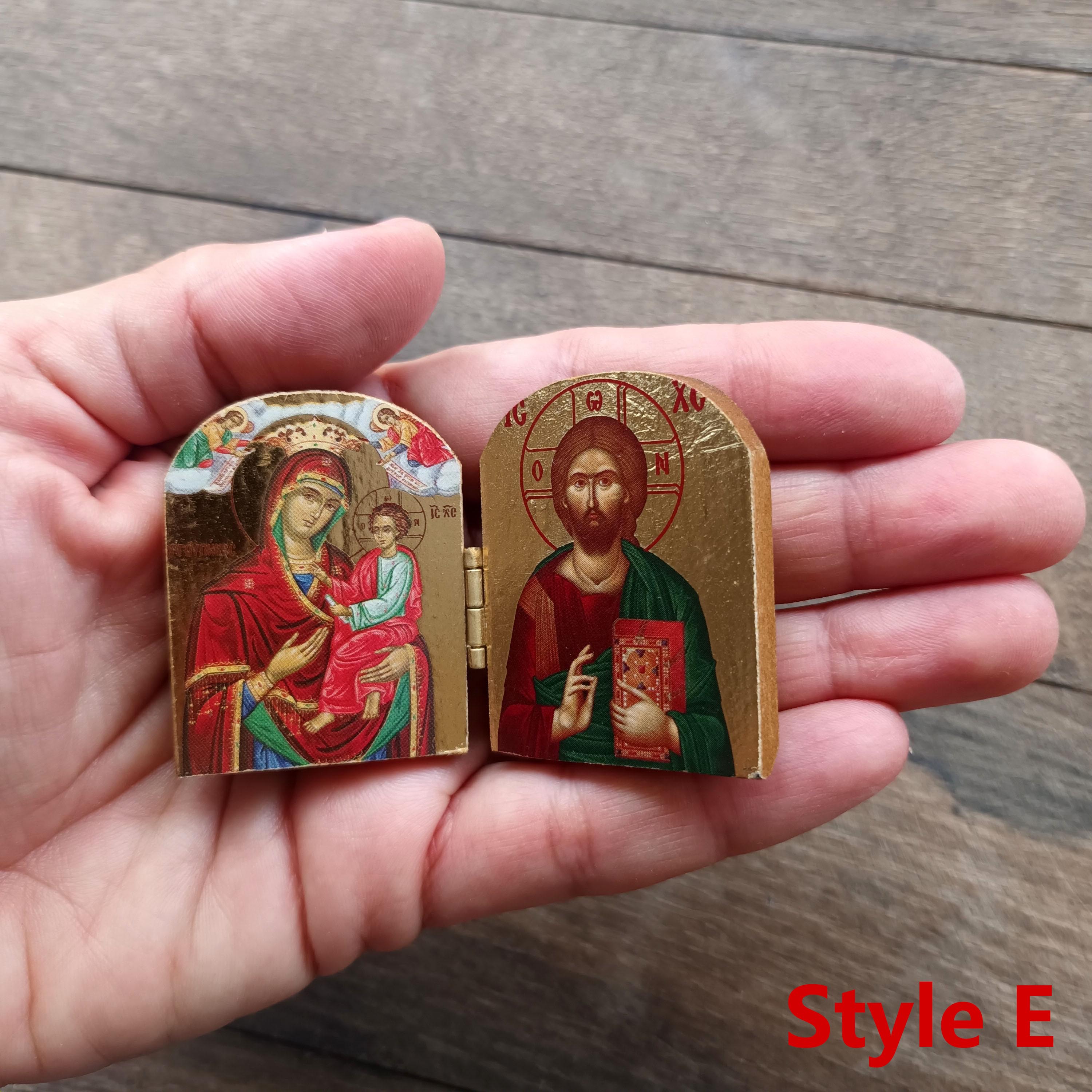 Mini diptych Orthodox icon | Christian religious office decor gift
