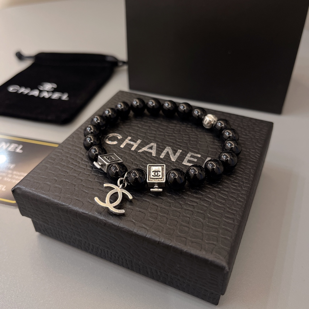 Chanel obsidian distressed bracelet