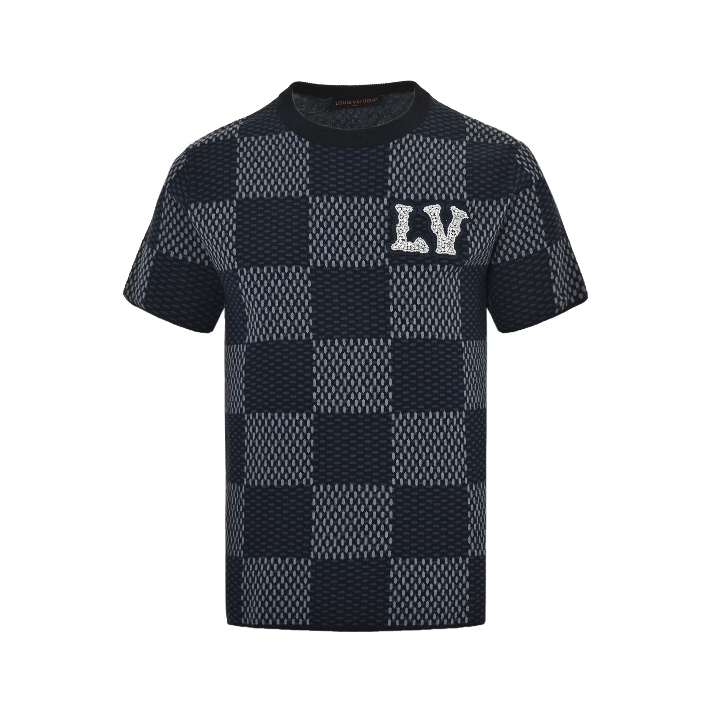 Louis Vuitton Pharrell diamond logo checkerboard knitted short sleeves