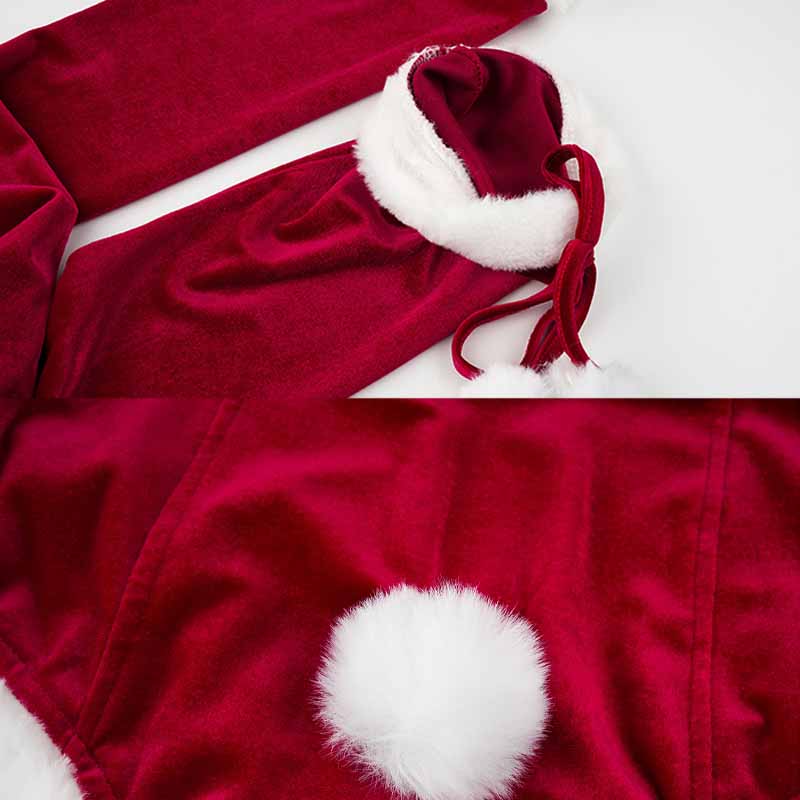 Christmas Fuzzy Ball Hooded Cloak Jumpsuit Lingerie Set