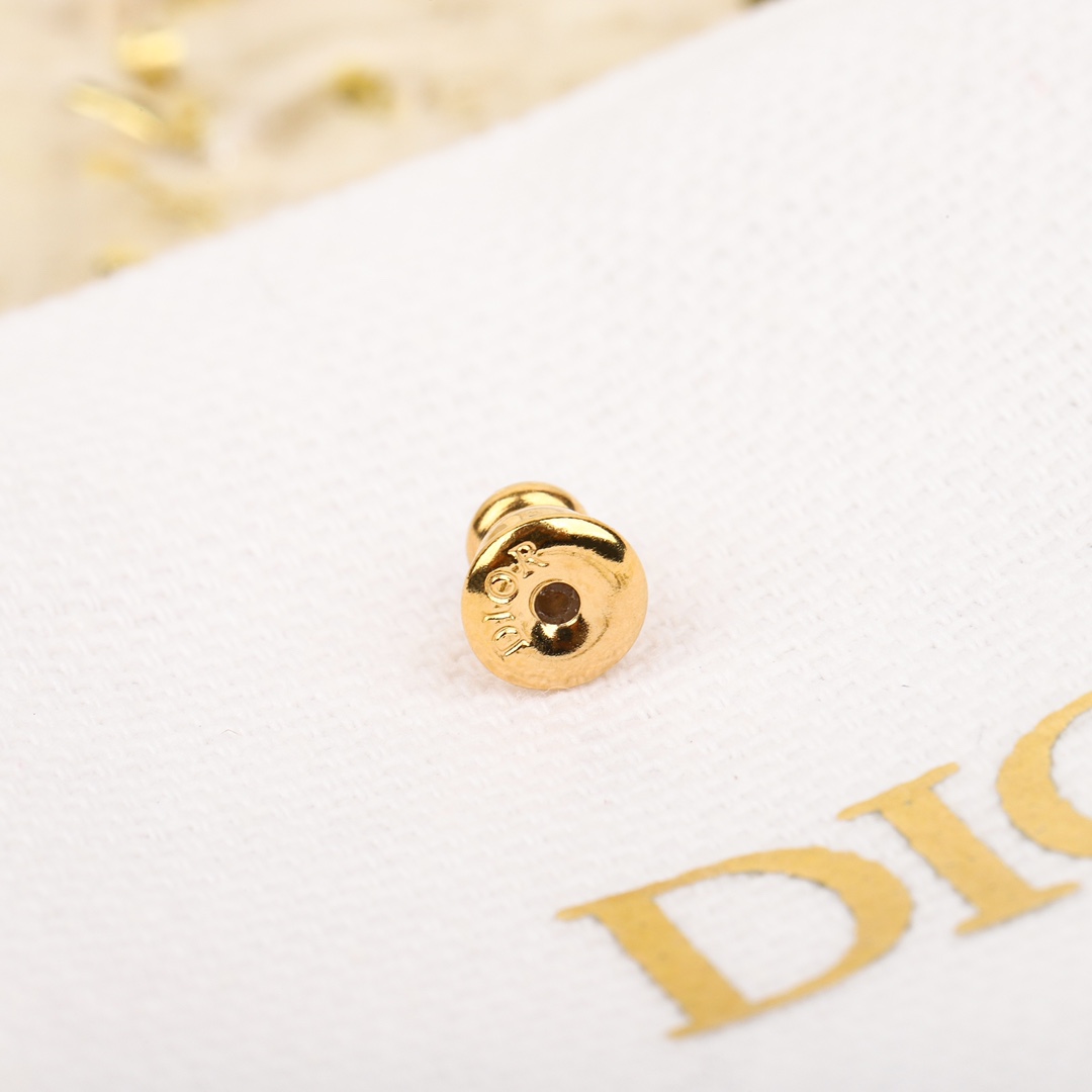 Dior Square Letter Pearl Earrings