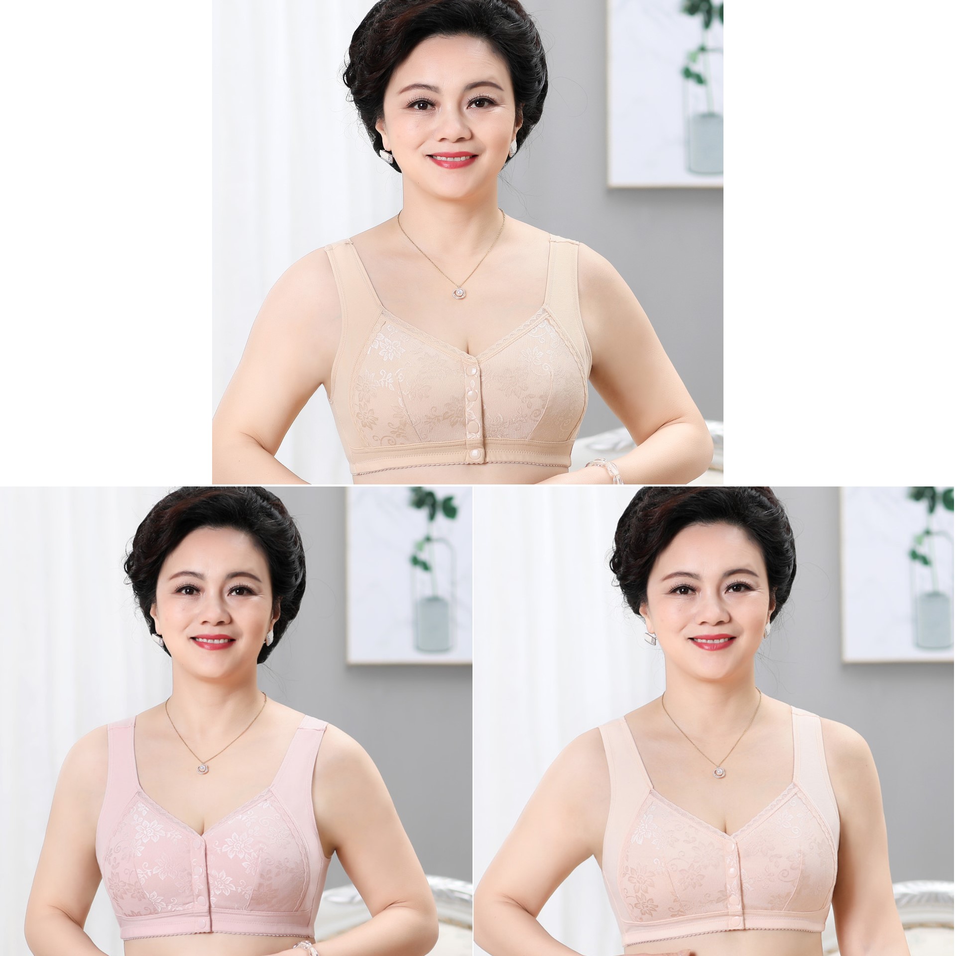 (🔥Last Day Promotion-SAVE 50% OFF)2023 New Upgrated No Steel Ring Front Open Buckle Lace Bra-Buy 2 Get 10% OFF & FREE SHIPPING