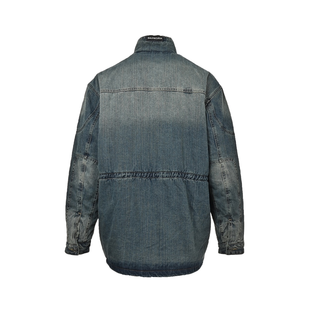 Balenciaga 24Fw multi-pocket denim quilted coat