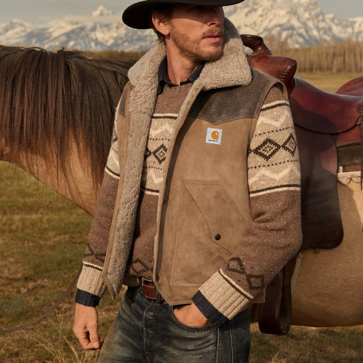 Western-Inspired Vest with Knit Sleeves for Outdoor Adventures