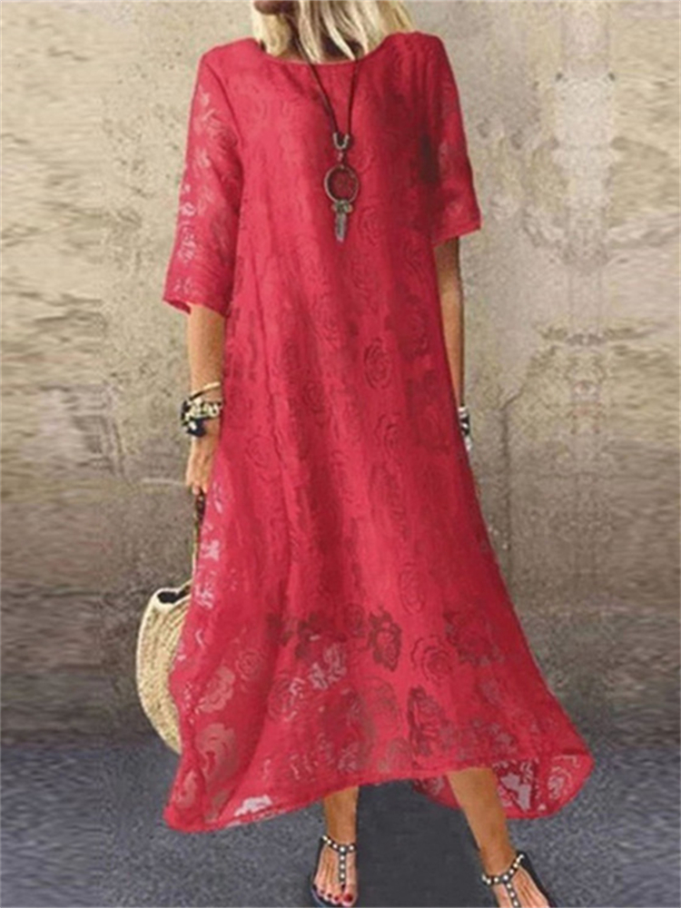 Roses Lace Oversize Flowy Maxi Dress