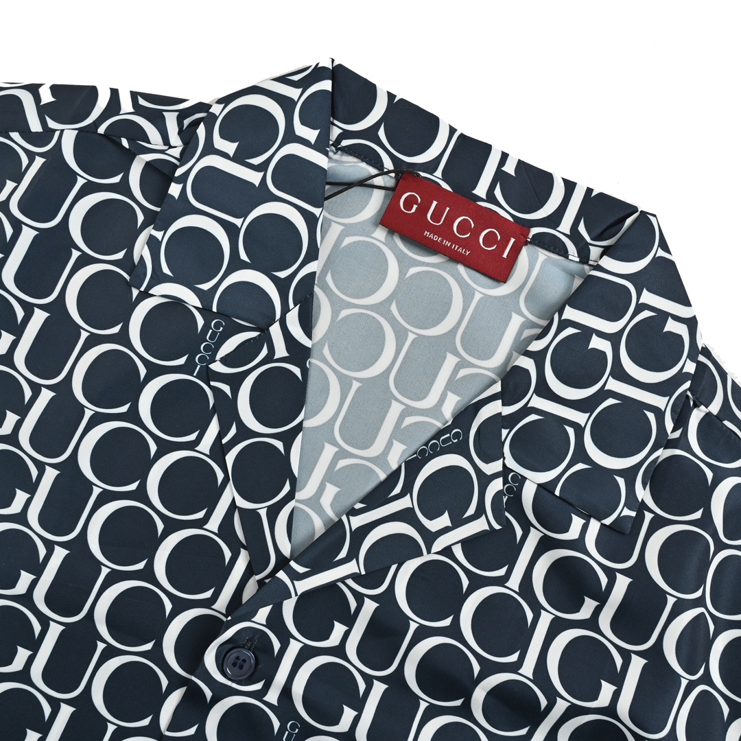 Gucci 24ss all over lettering short sleeve shirt