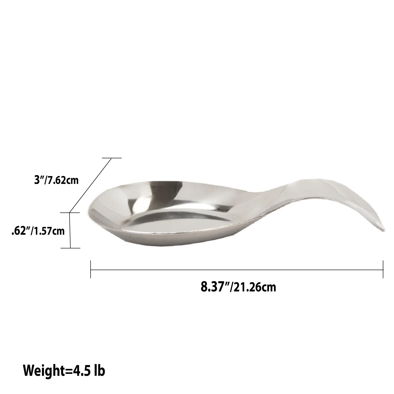 Home Basics Stainless Steel Spoon Rest, Kitchen Spoon Utensil Holder, Silver, 7.9x3.1 Inches
